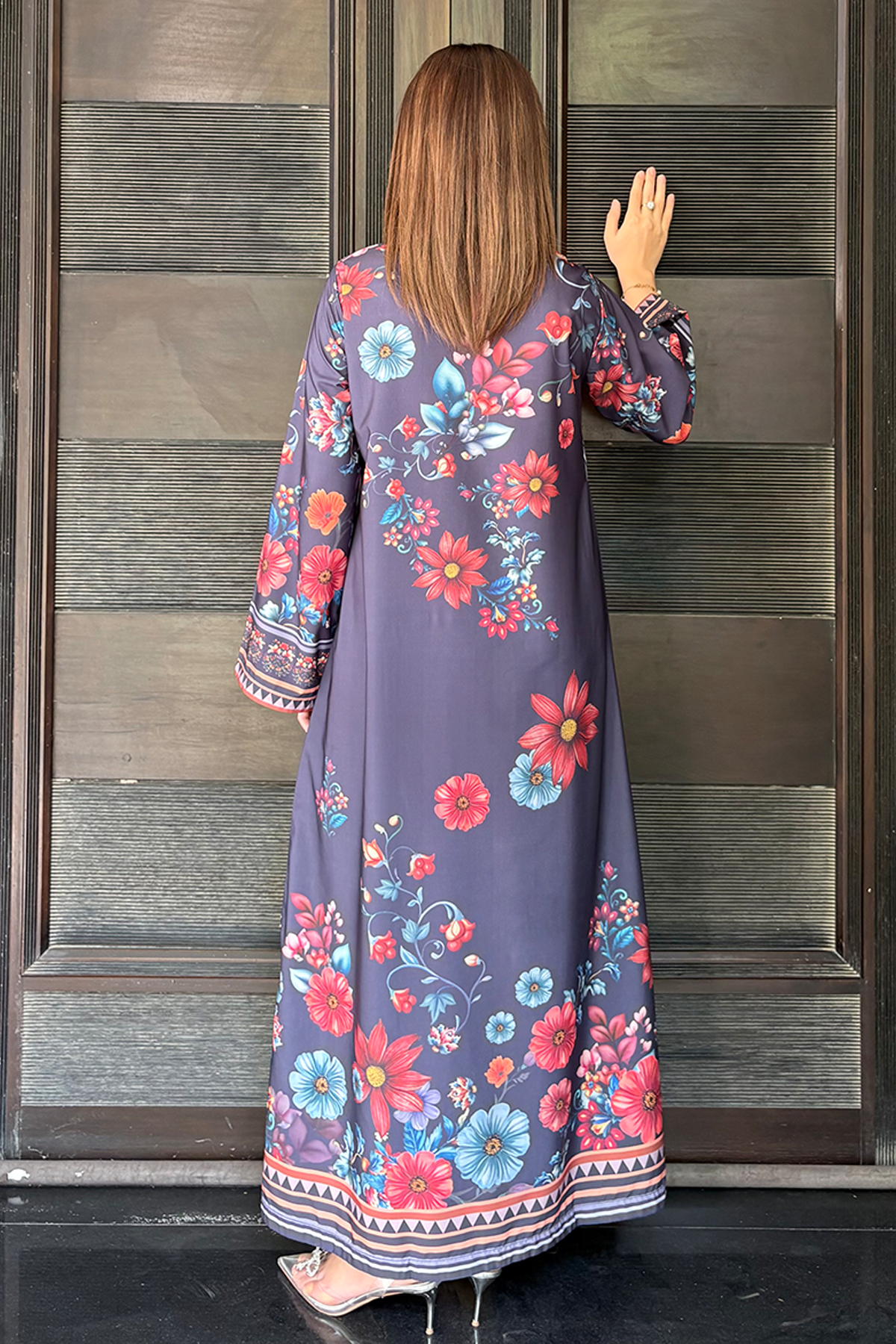 Navy Blue Floral Kaftan