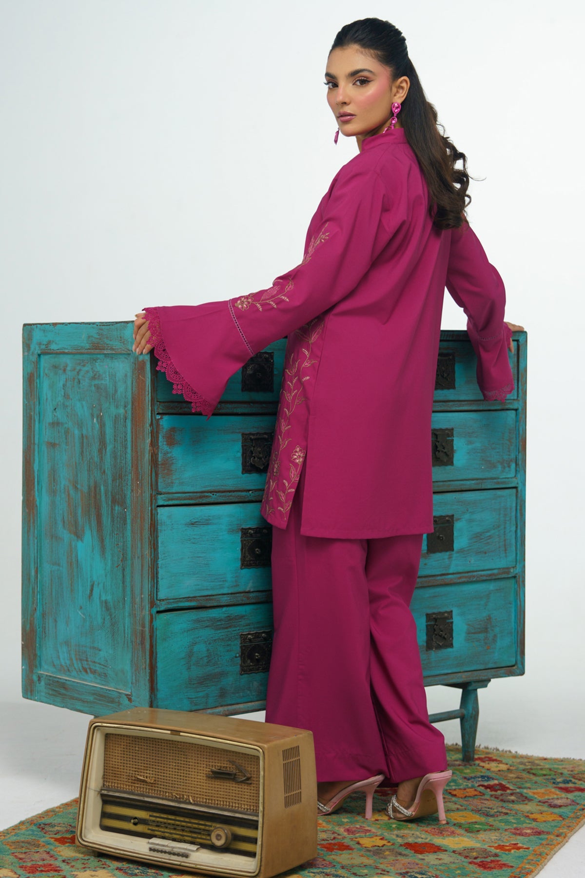 Mauve Embroidered Co Ord Set
