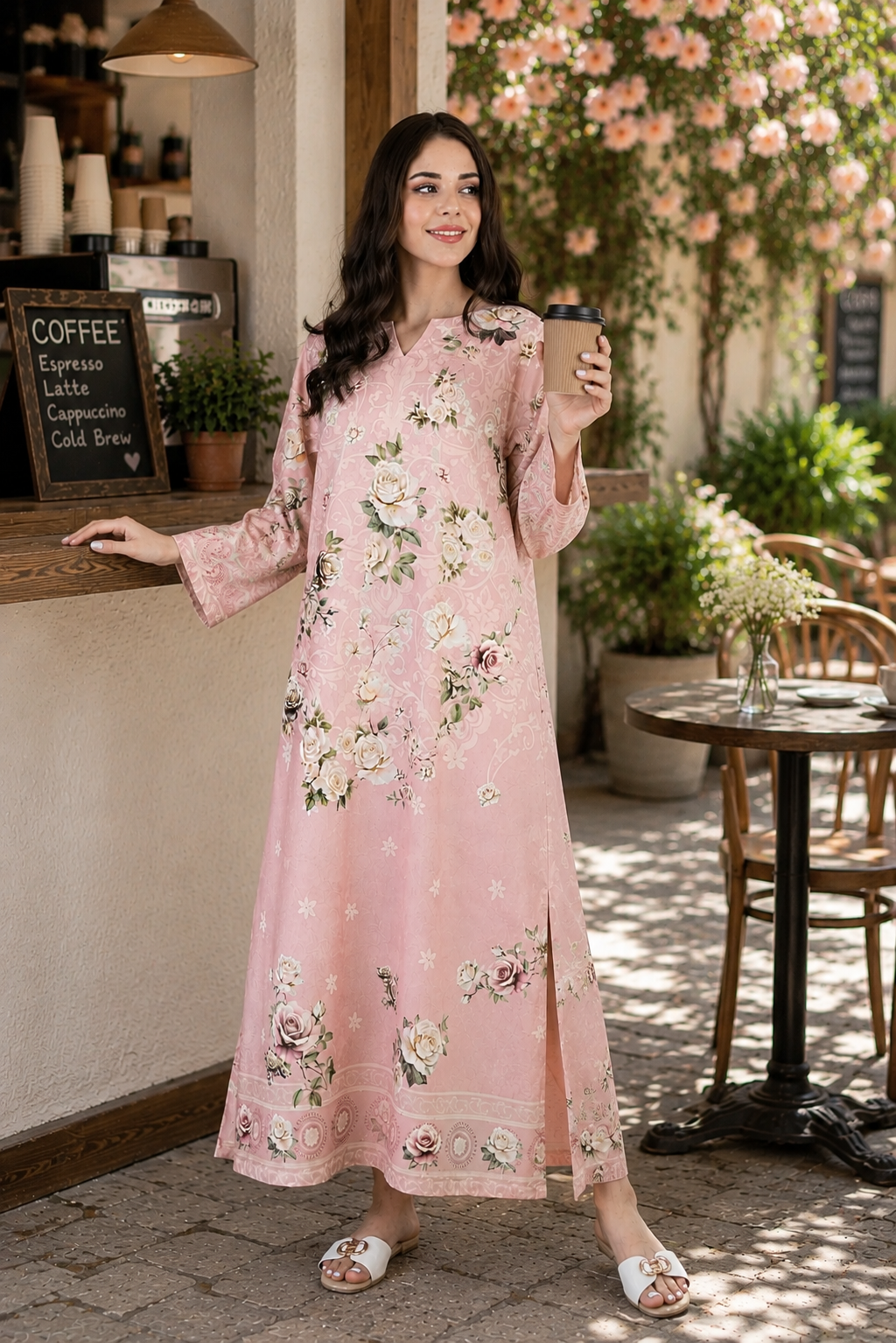 Floral Blush Kaftan - 01