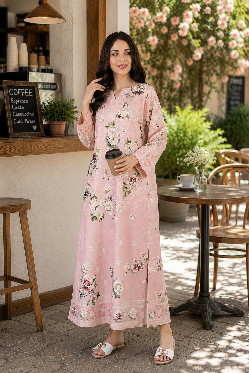 Floral Blush Kaftan - 01
