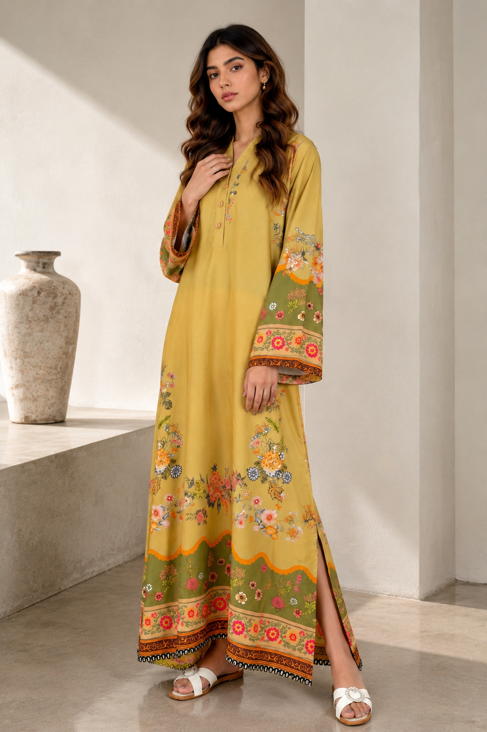 Mustard Bloom Kaftan