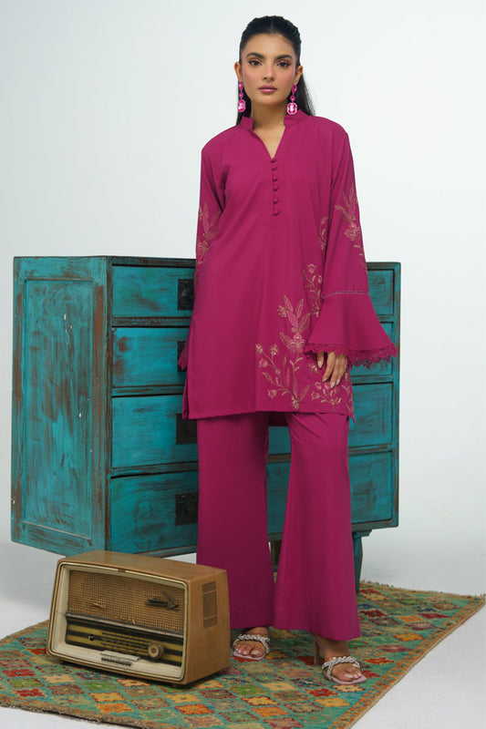 Mauve Embroidered Co Ord Set