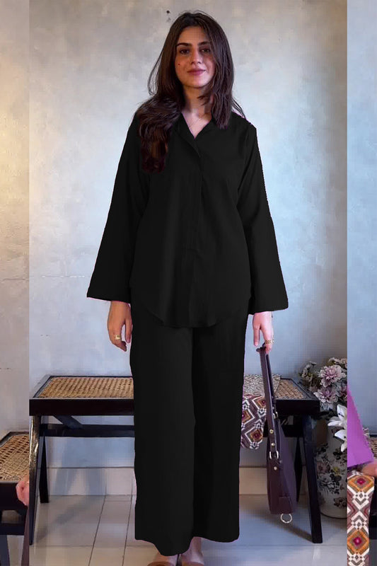 Black Crepe Co Ord Set- 010