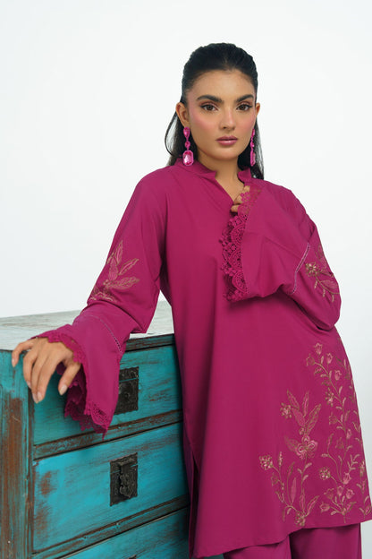 Mauve Embroidered Co Ord Set