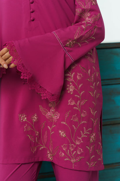 Mauve Embroidered Co Ord Set