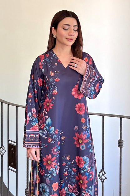 Navy Blue Floral Kaftan